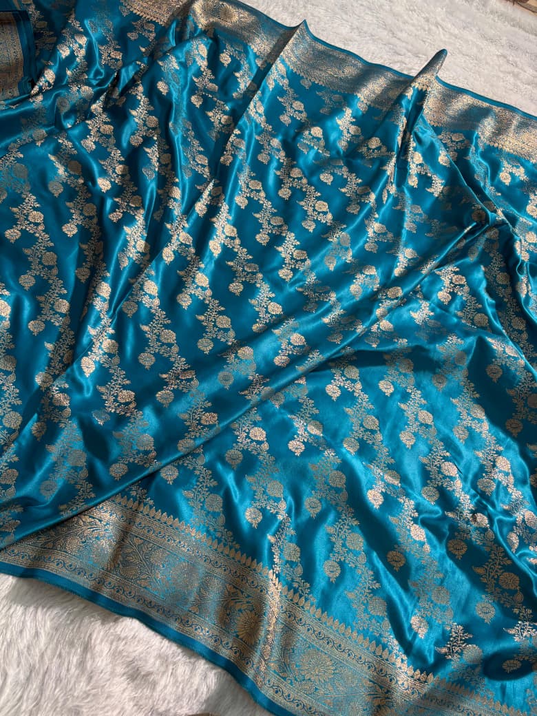 Firozy Cross Pattern Mashru Silk Saree