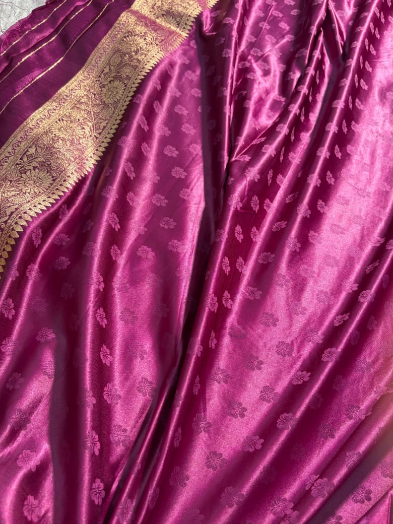 Wine Cross Pattern Mashru Silk Saree
