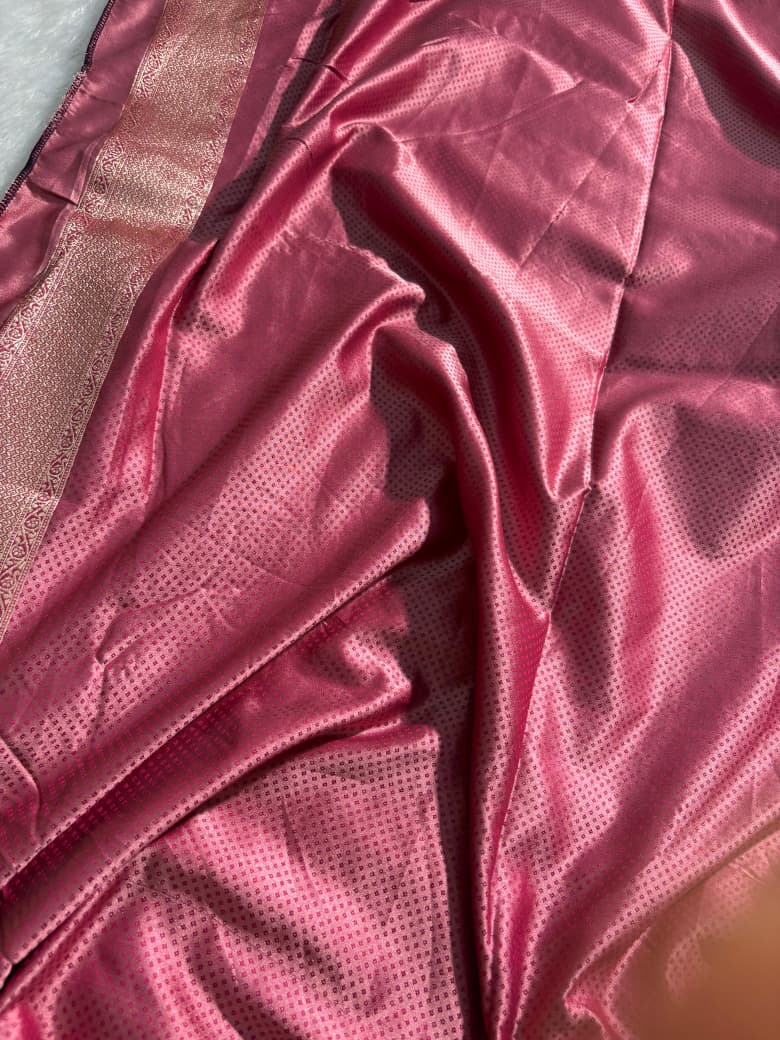 Mauve Copper Pink Scallop Boota Mashru Silk Saree