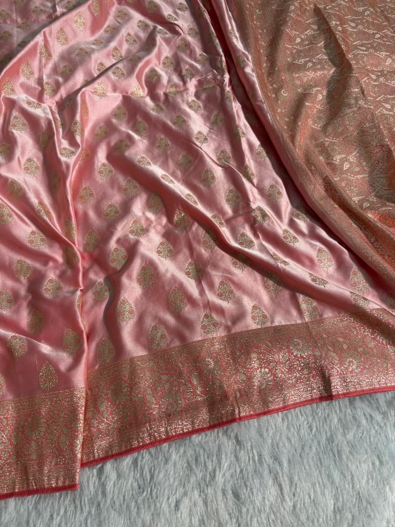 Blush Rose Meenakari Booti Satin Silk Saree
