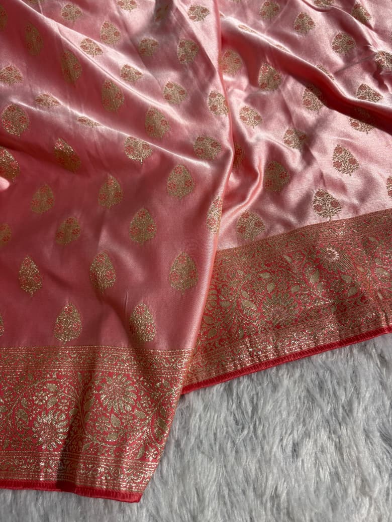 Blush Rose Meenakari Booti Satin Silk Saree
