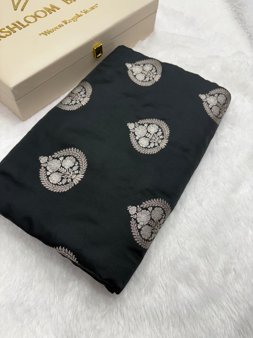 Black Banarasi Minakari Boota Mashru Silk Saree