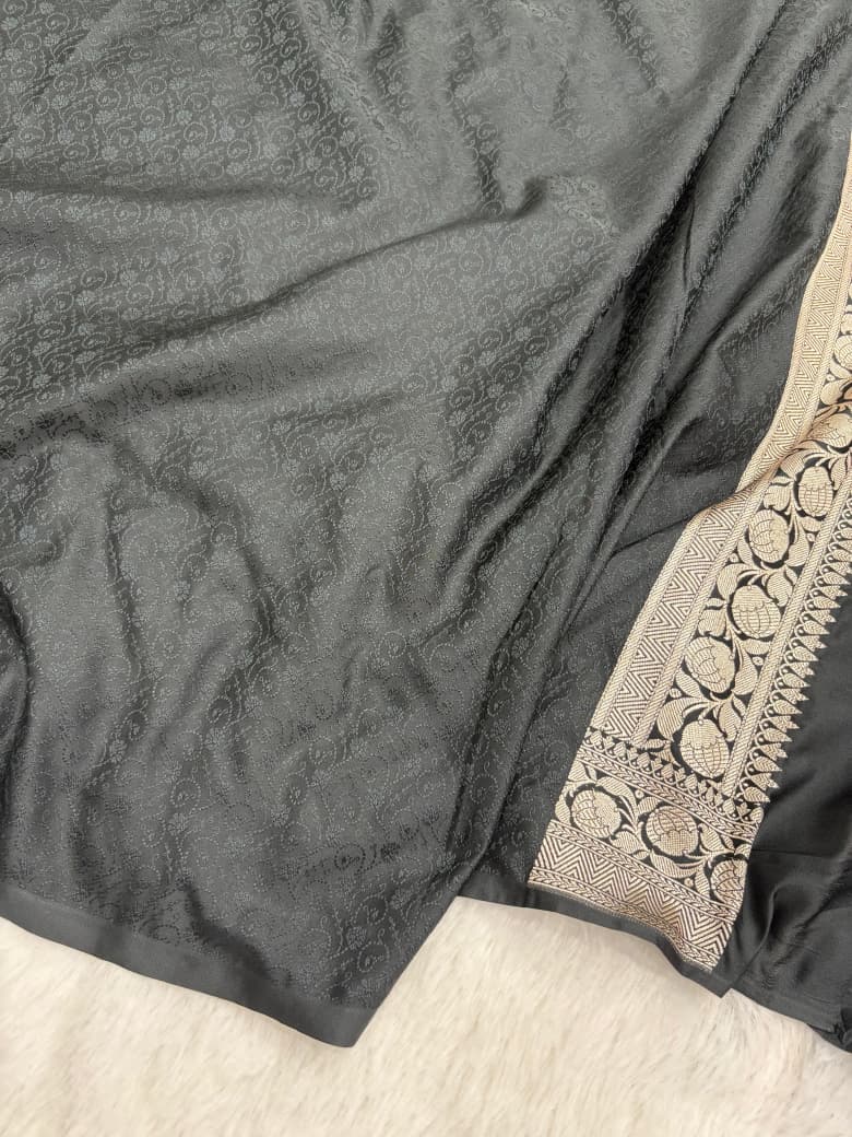 Black Banarasi Minakari Boota Mashru Silk Saree