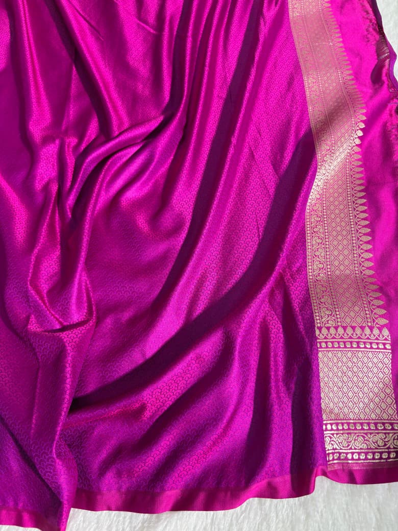Rani-Pink Banarasi Buti Jaal Mashru Silk Saree