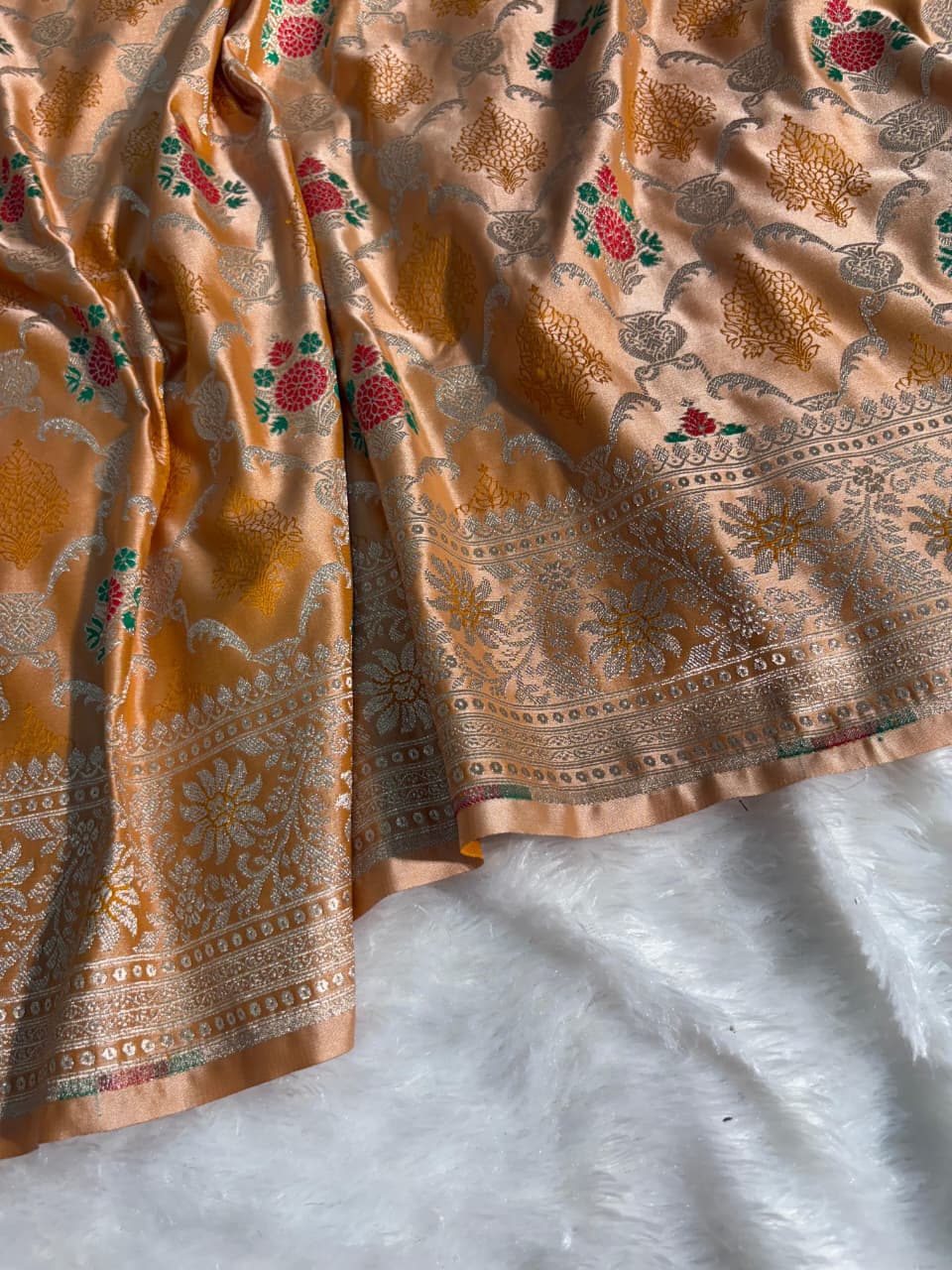 Haldi Mustard Minakari Jaal Pattern Mashru Silk Saree