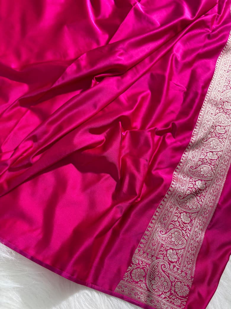 Rani Shade Satin Katan Silk Saree