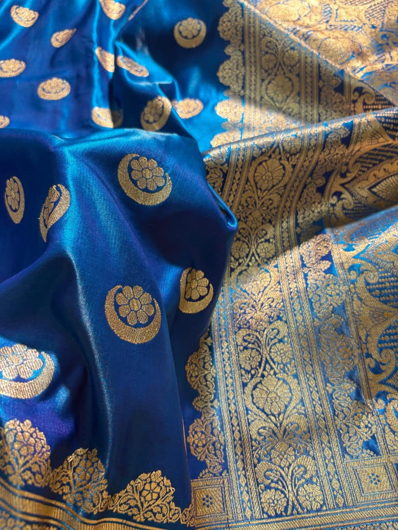 Royal Blue Chand Tara Satin Silk Saree
