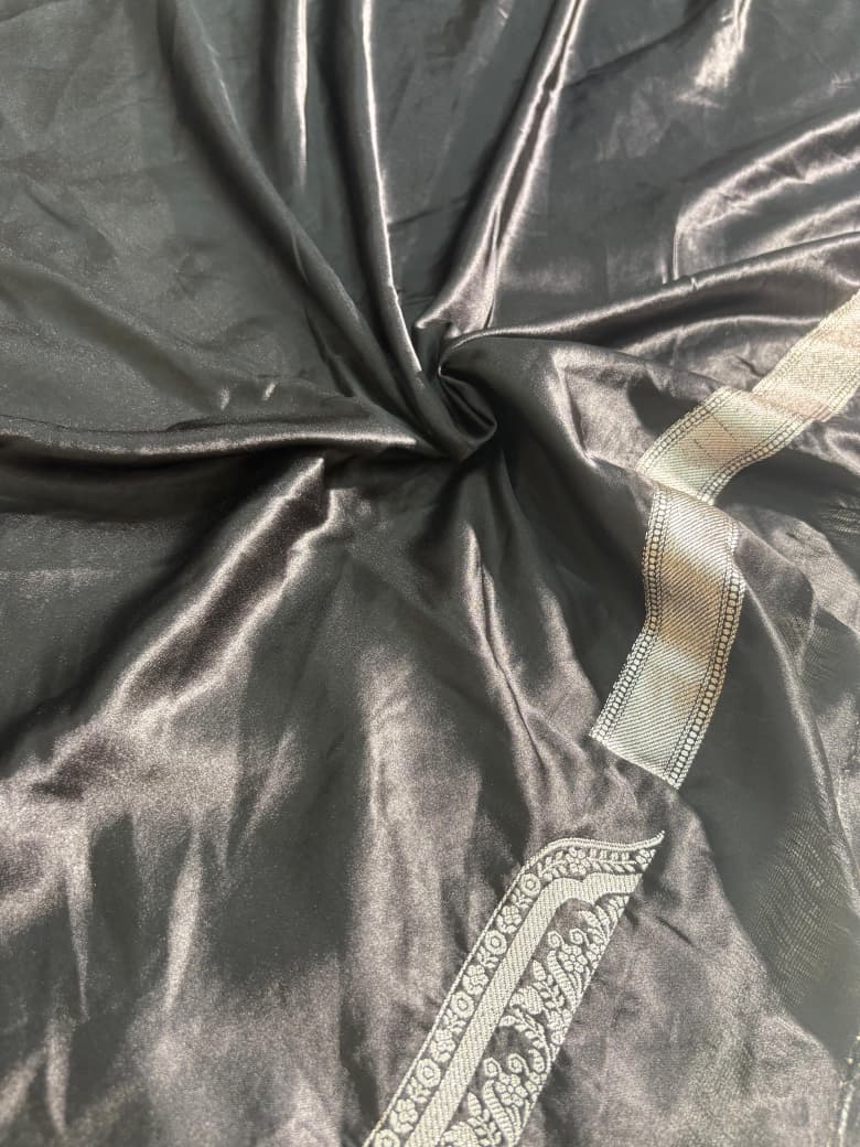 Premium Black Skirt Border Mashru Silk Saree