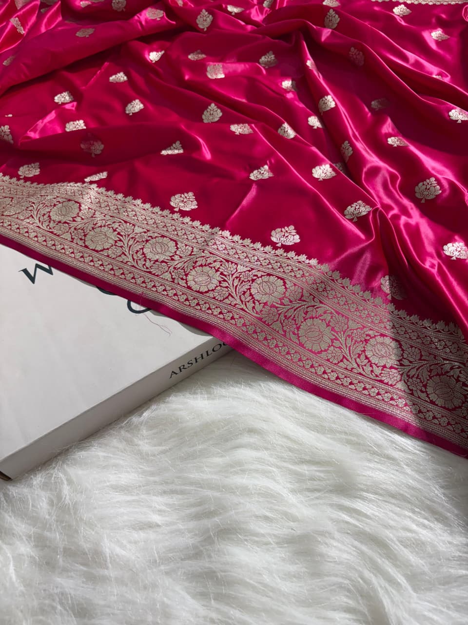 Rani Shades Boota Satin Katan Silk Saree