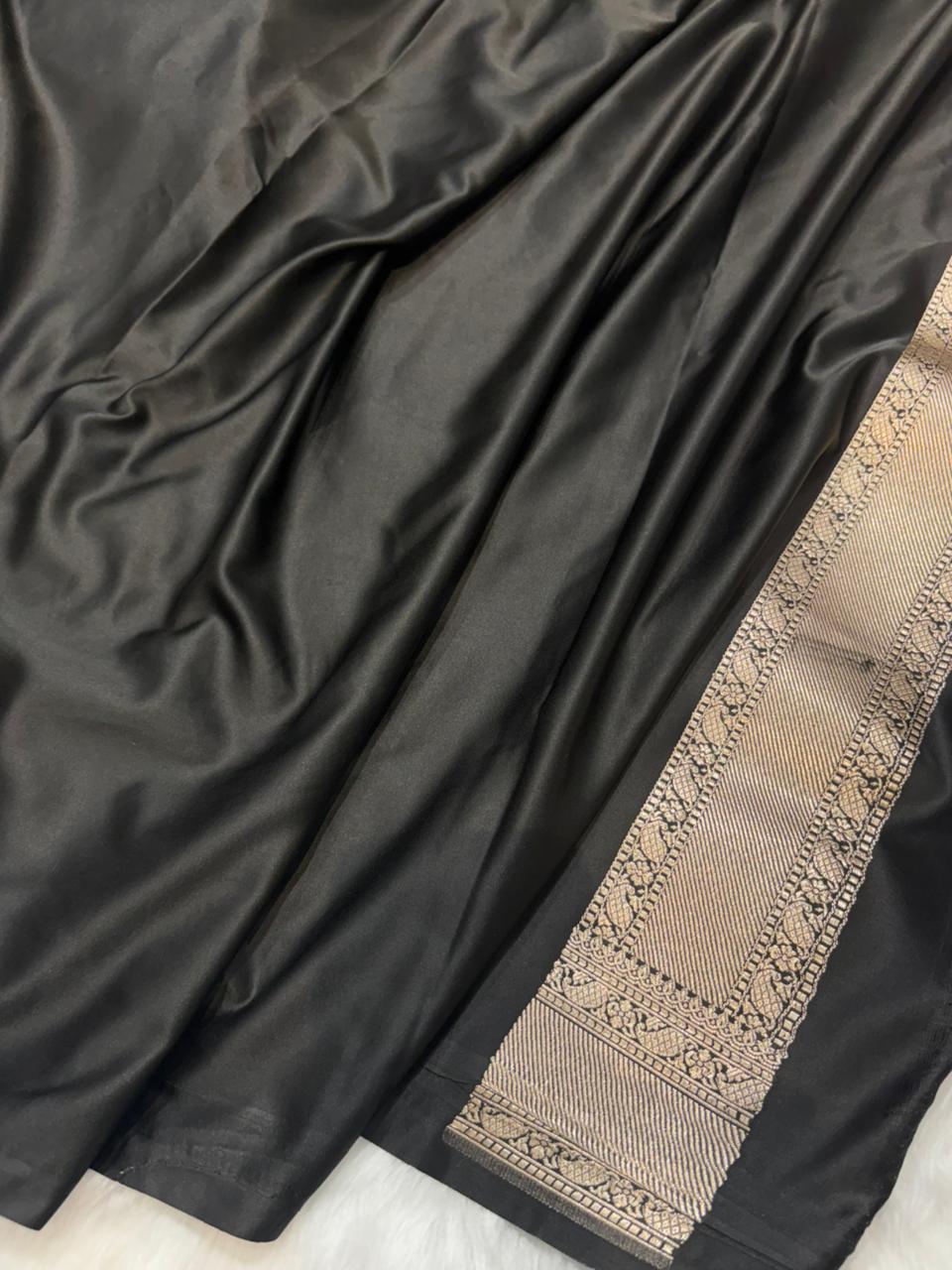 Banarasi Floral Minakari Satin Katan Silk Saree