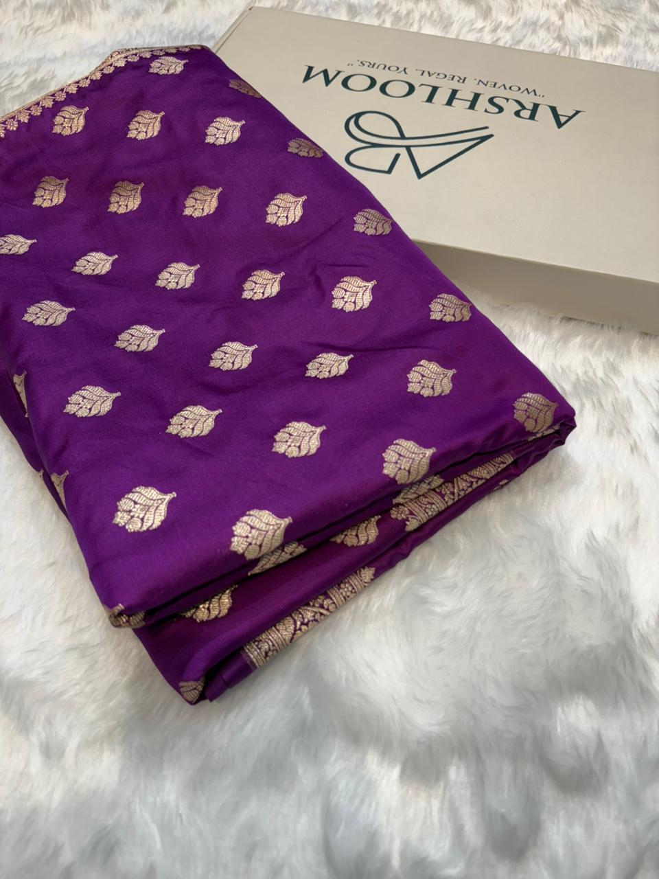Banarasi Mashru Silk Booti Pattern in Orchid Purple Shades