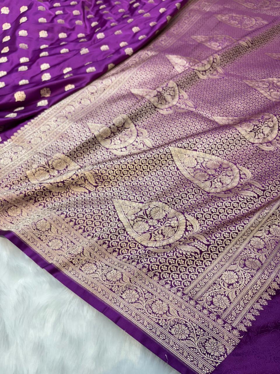 Banarasi Mashru Silk Booti Pattern in Orchid Purple Shades