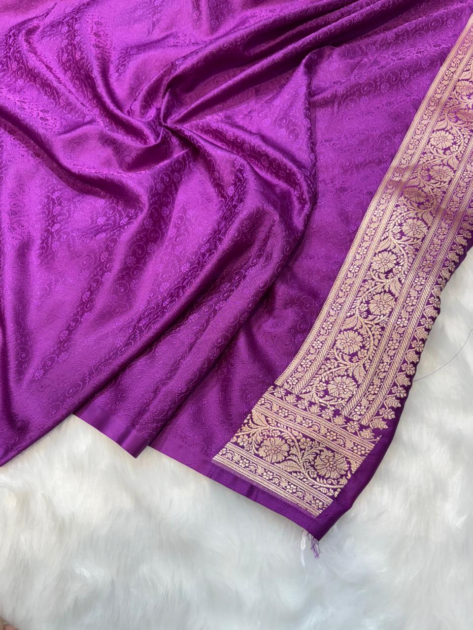 Banarasi Mashru Silk Booti Pattern in Orchid Purple Shades