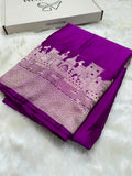 Banarasi Ghat Pattern Mashru Silk Saree In Purple Shades