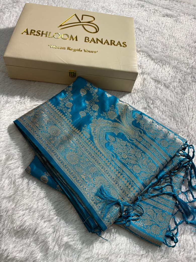 Firozy Cross Pattern Mashru Silk Saree