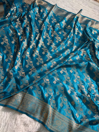 Firozy Cross Pattern Mashru Silk Saree