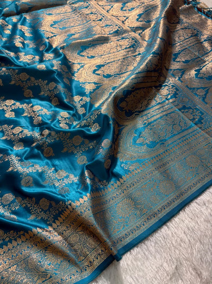 Firozy Cross Pattern Mashru Silk Saree