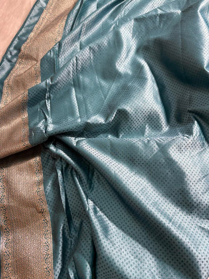 Firozy Scallop Boota Pattern Mashru Silk Saree