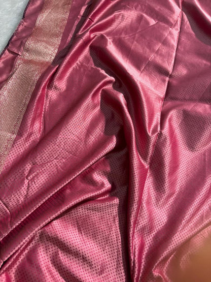 Mauve Copper Pink Scallop Boota Mashru Silk Saree
