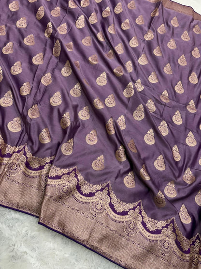 Mauve Purple Scallop Boota Mashru Silk Saree