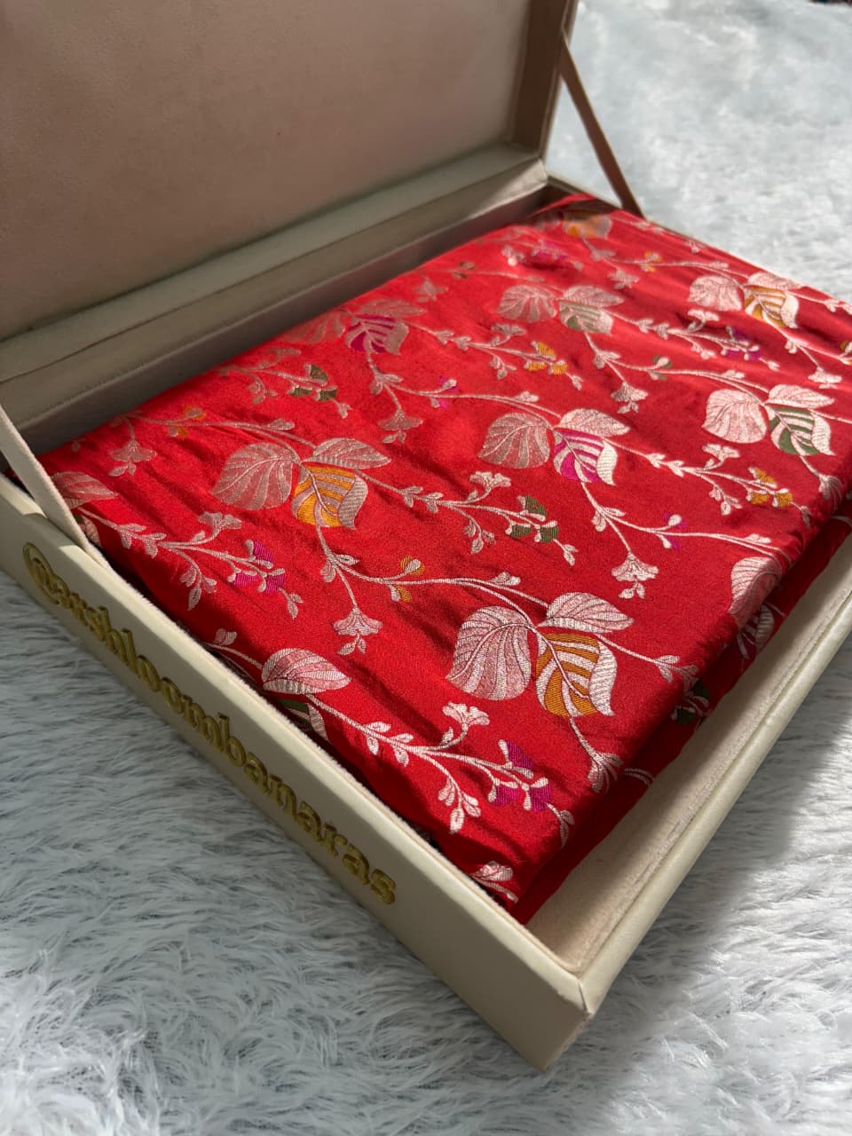 Red Handwoven Pure Katan Meenakari Banarasi Saree