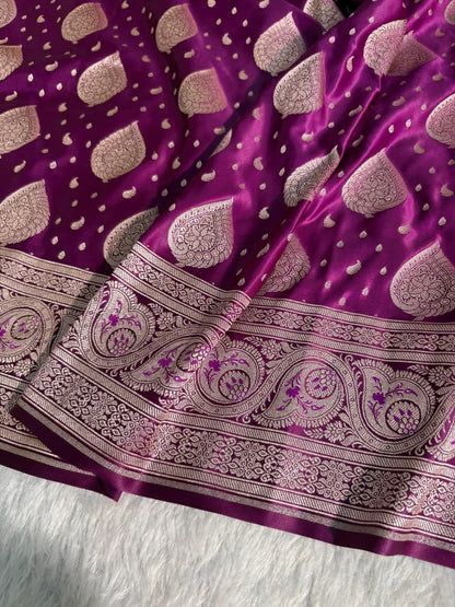 Mashru Silk Saree in paisley motifs in wine shades