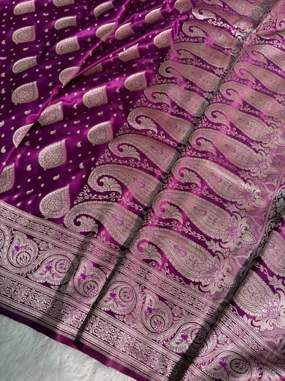 Mashru Silk Saree in paisley motifs in wine shades