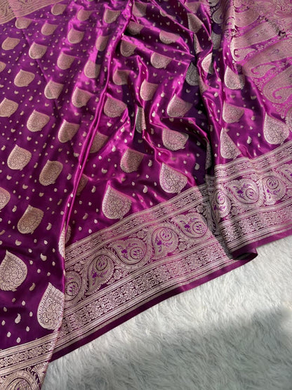 Mashru Silk Saree in paisley motifs in wine shades