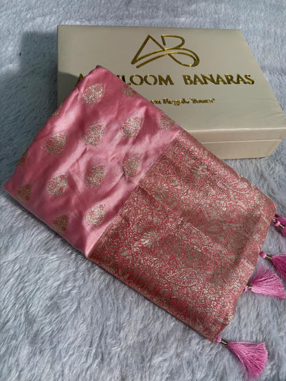 Blush Rose Meenakari Booti Satin Silk Saree