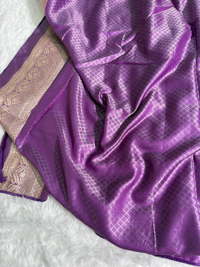 Deep Purple Floral & Booti Pattern Mashru Silk Saree