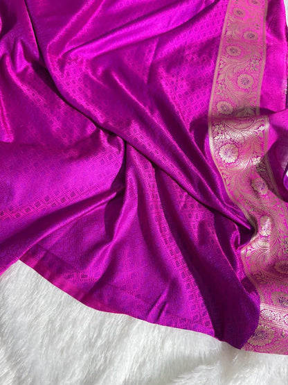 Minakari Rani Shade Mashru Silk Saree