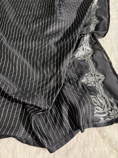 Black Banarasi Boota Pattern Mashru Silk Saree