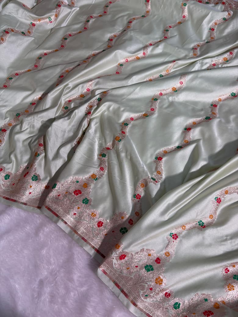 Powder Green Minakari Floral Strips Pattern