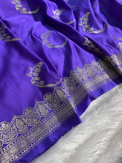 Purple Shade Floral Pattern Mashru Silk Saree