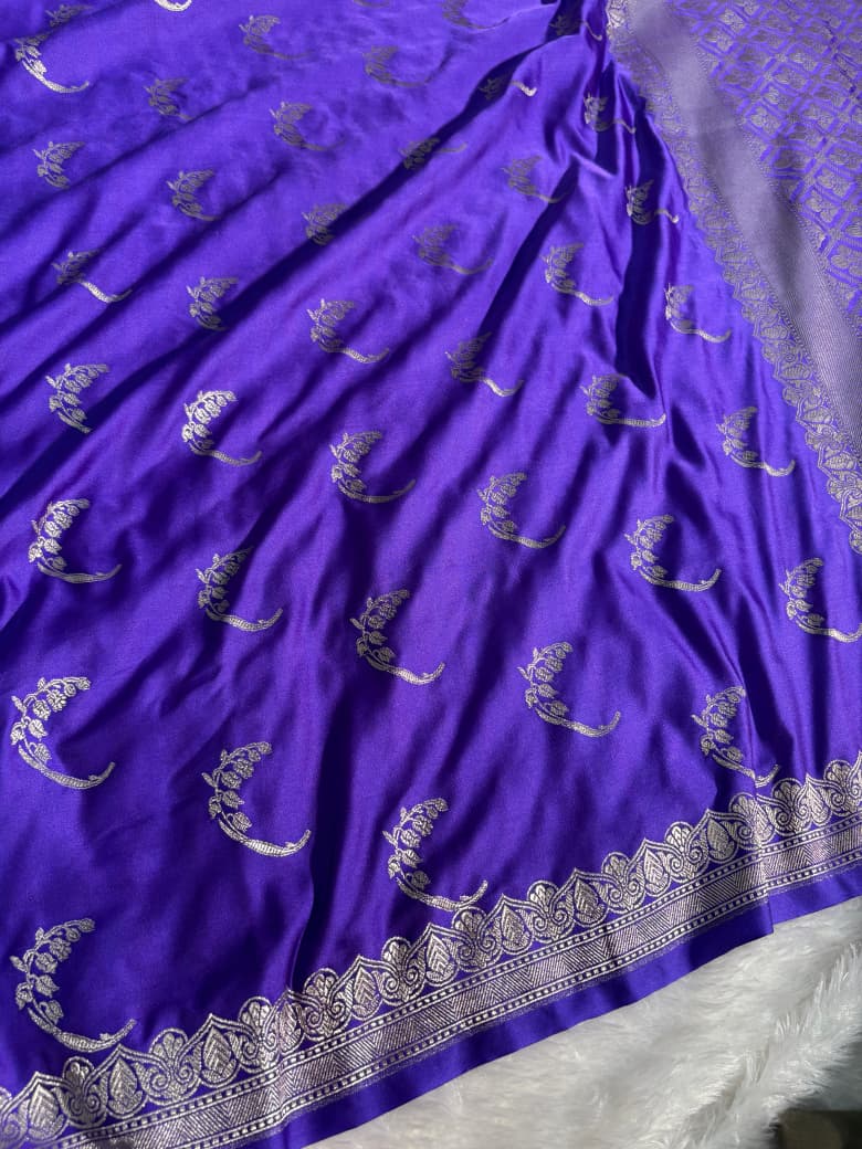 Purple Shade Floral Pattern Mashru Silk Saree