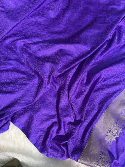 Purple Shade Floral Pattern Mashru Silk Saree