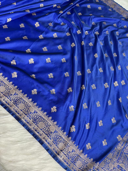 Sapphire Blue Katan Banarasi Silk Saree