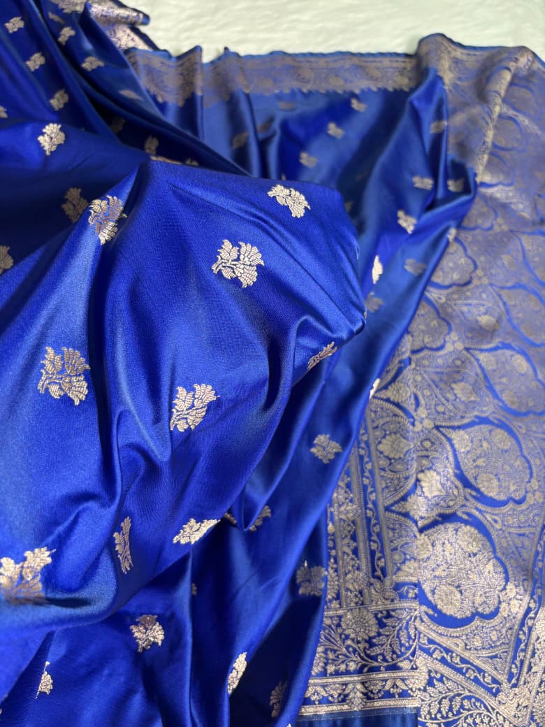 Sapphire Blue Katan Banarasi Silk Saree