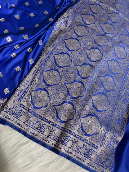 Sapphire Blue Katan Banarasi Silk Saree