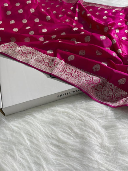 Rani Shade Satin Katan Silk Saree