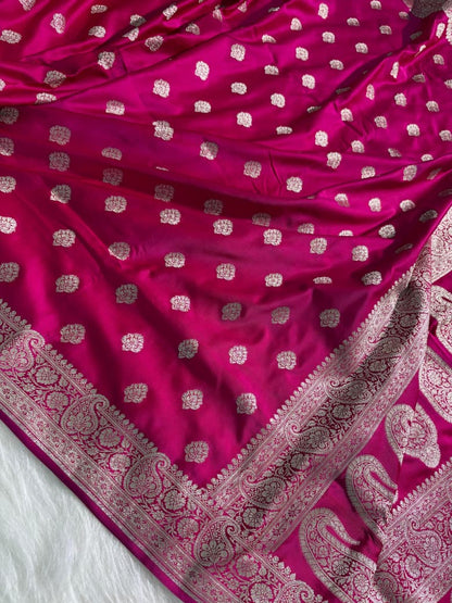 Rani Shade Satin Katan Silk Saree