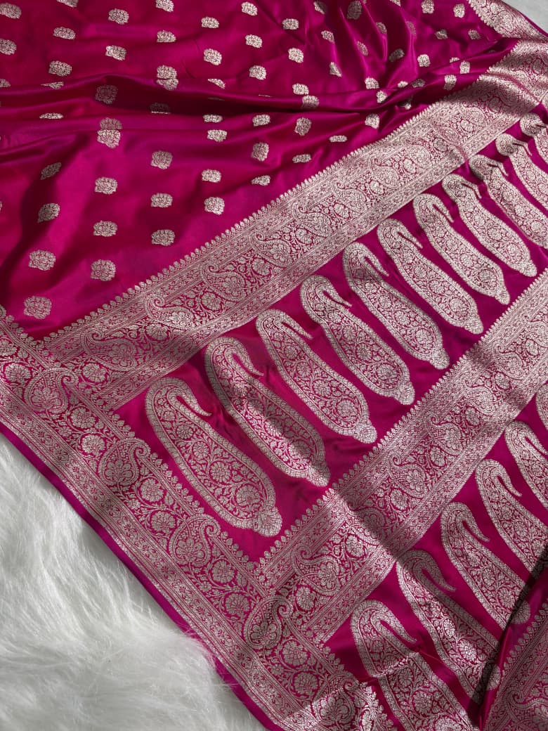 Rani Shade Satin Katan Silk Saree