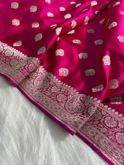 Rani Shade Satin Katan Silk Saree