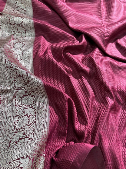 Wine Shade Cross Pattern Mashru Silk Saree