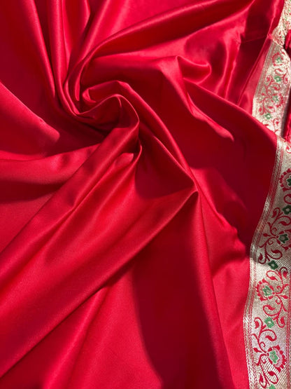 Minakari Boota Pattern Red Shade Mashru Silk Saree