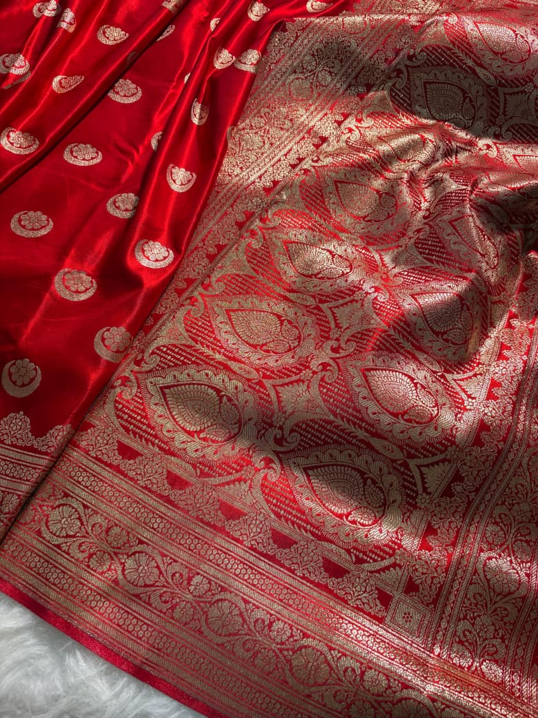 Red Chand Tara Satin Silk Saree