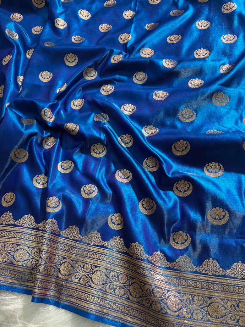 Royal Blue Chand Tara Satin Silk Saree