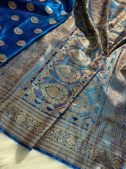 Royal Blue Chand Tara Satin Silk Saree