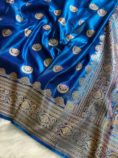 Royal Blue Chand Tara Satin Silk Saree