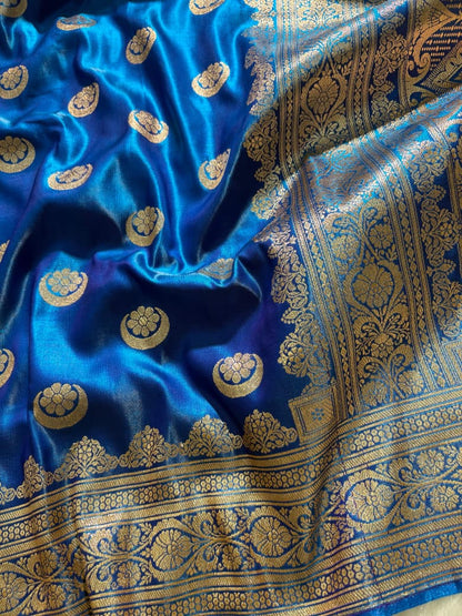Royal Blue Chand Tara Satin Silk Saree